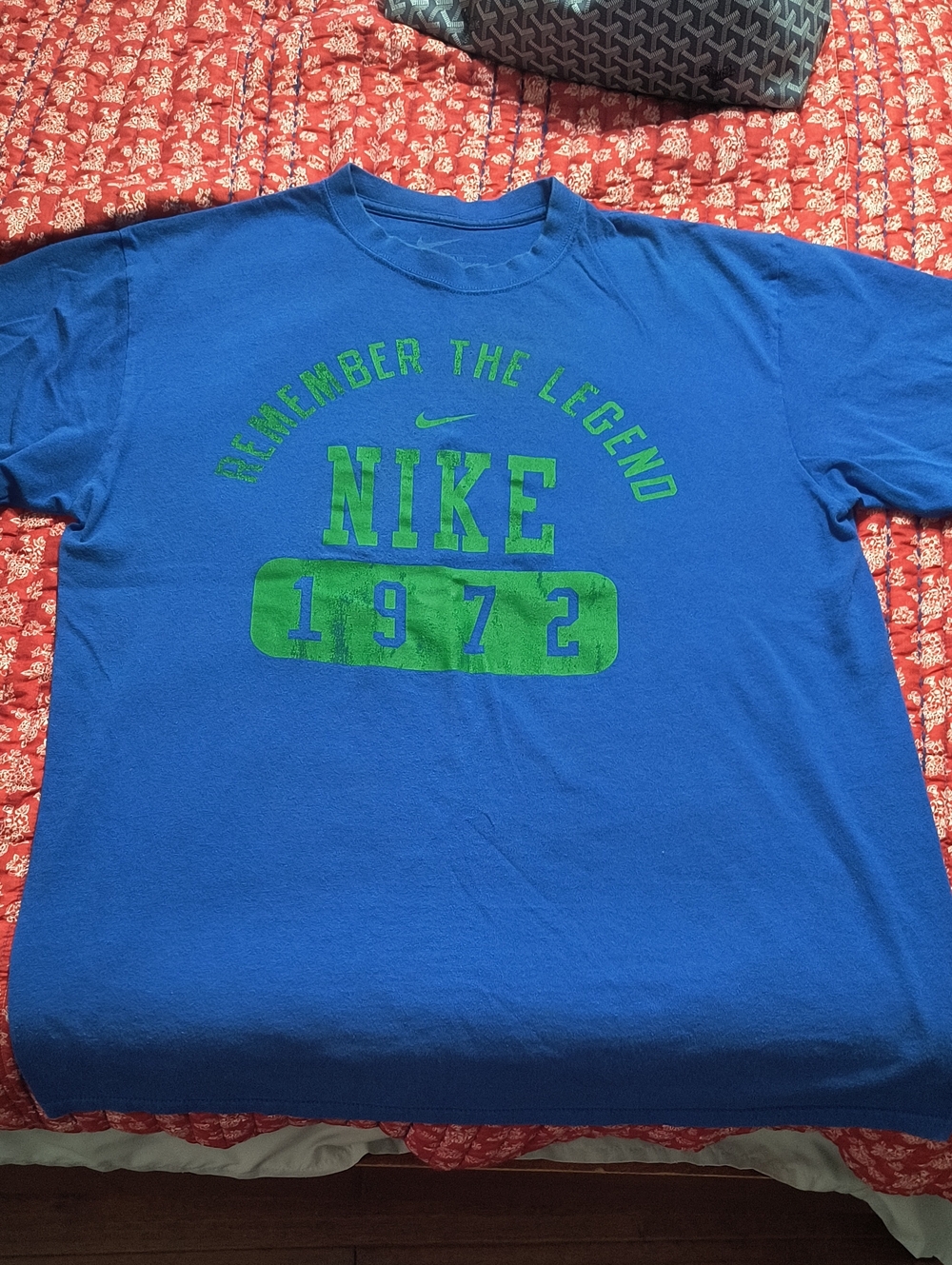 Nike Royal Blue Short-Sleeve Tee with Green Graphic